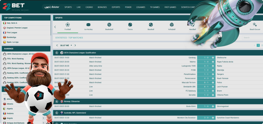 22Bet Live Betting